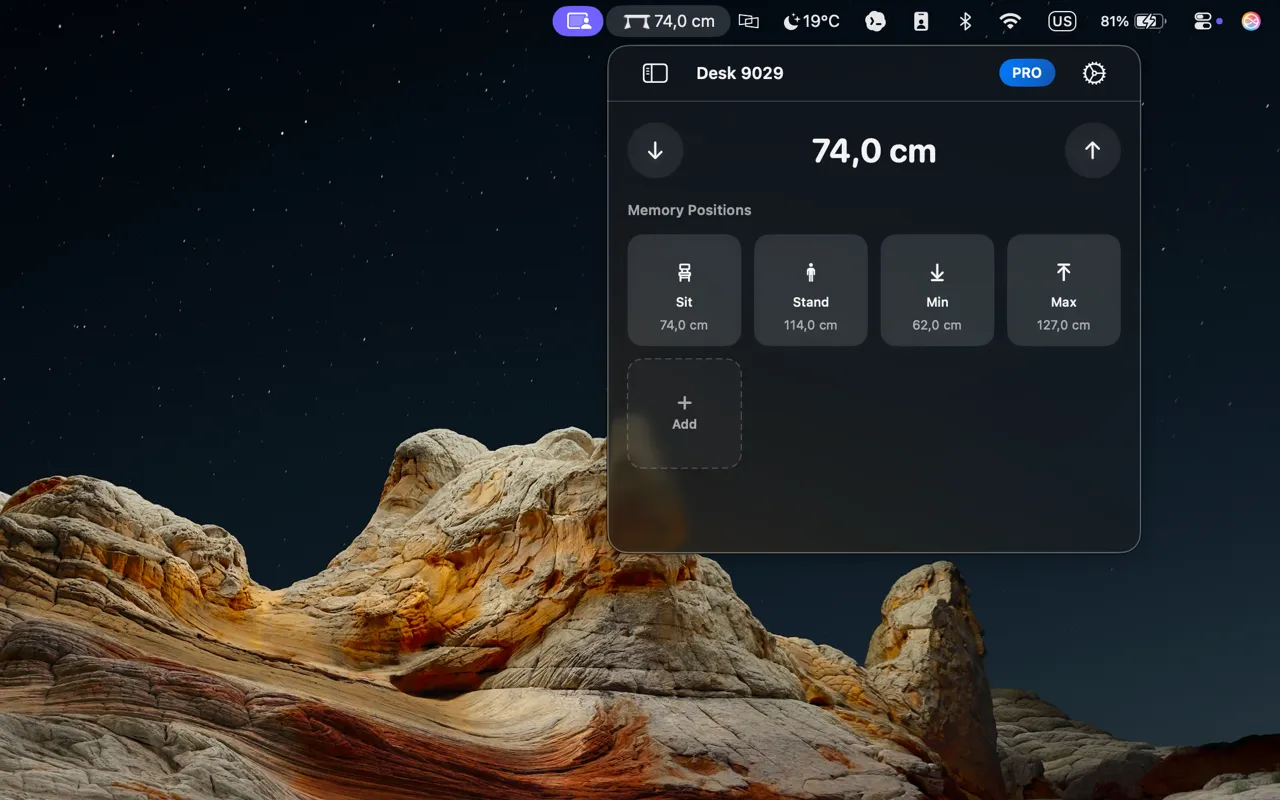 The desk in the menu bar
